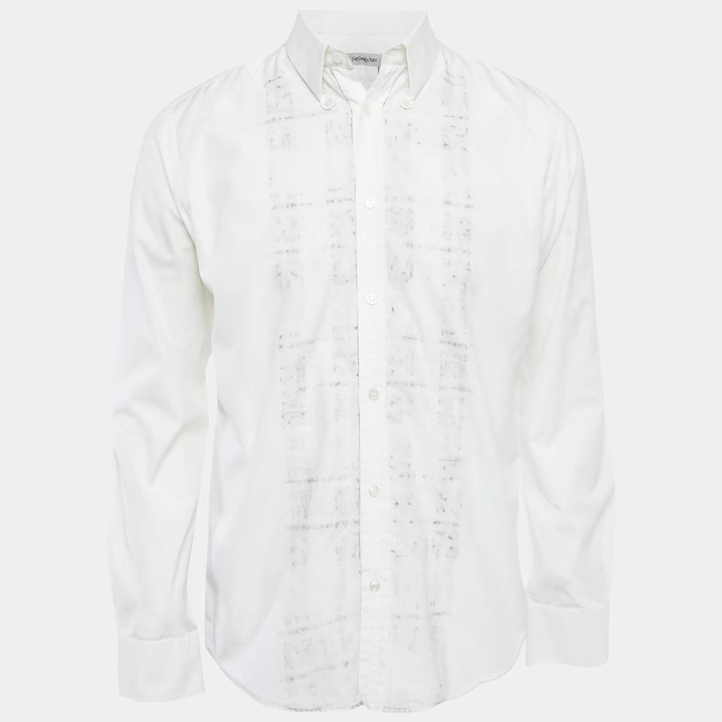 Yves Saint Laurent White Cotton Long Sleeve Shirt L