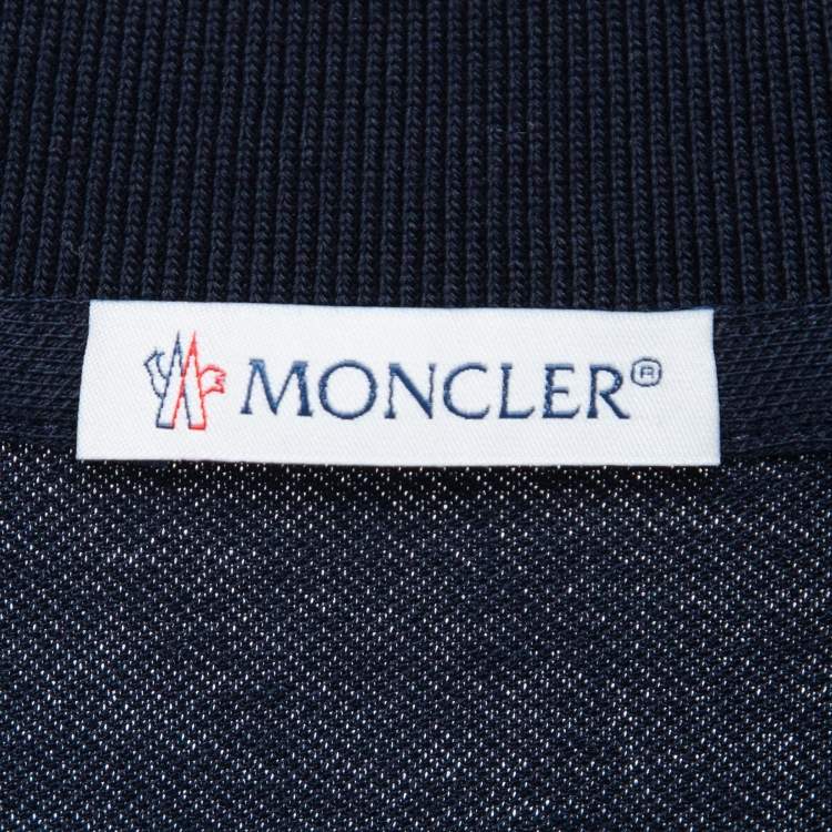 Moncler Navy Blue Embroidered Cotton Short Sleeve Polo T-Shirt XXL