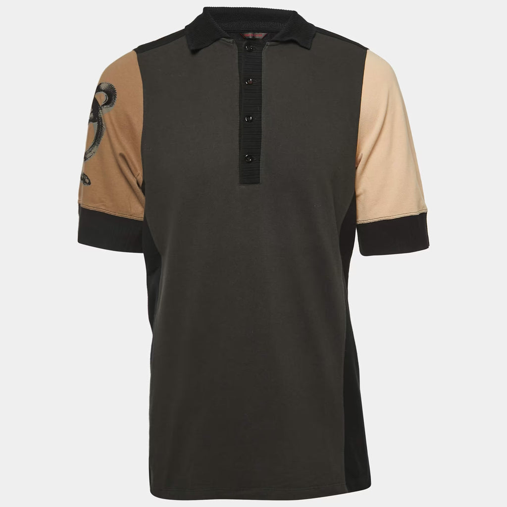 Roberto Cavalli Multicolor Patterned Cotton Polo T-Shirt 4XL