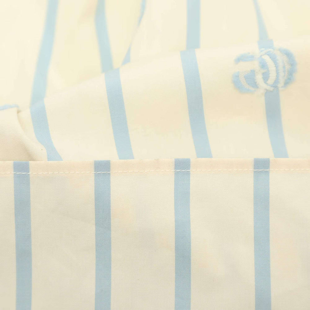 Gucci Light Beige Blue Stripe Poplin Short Sleeve Shirt XXL
