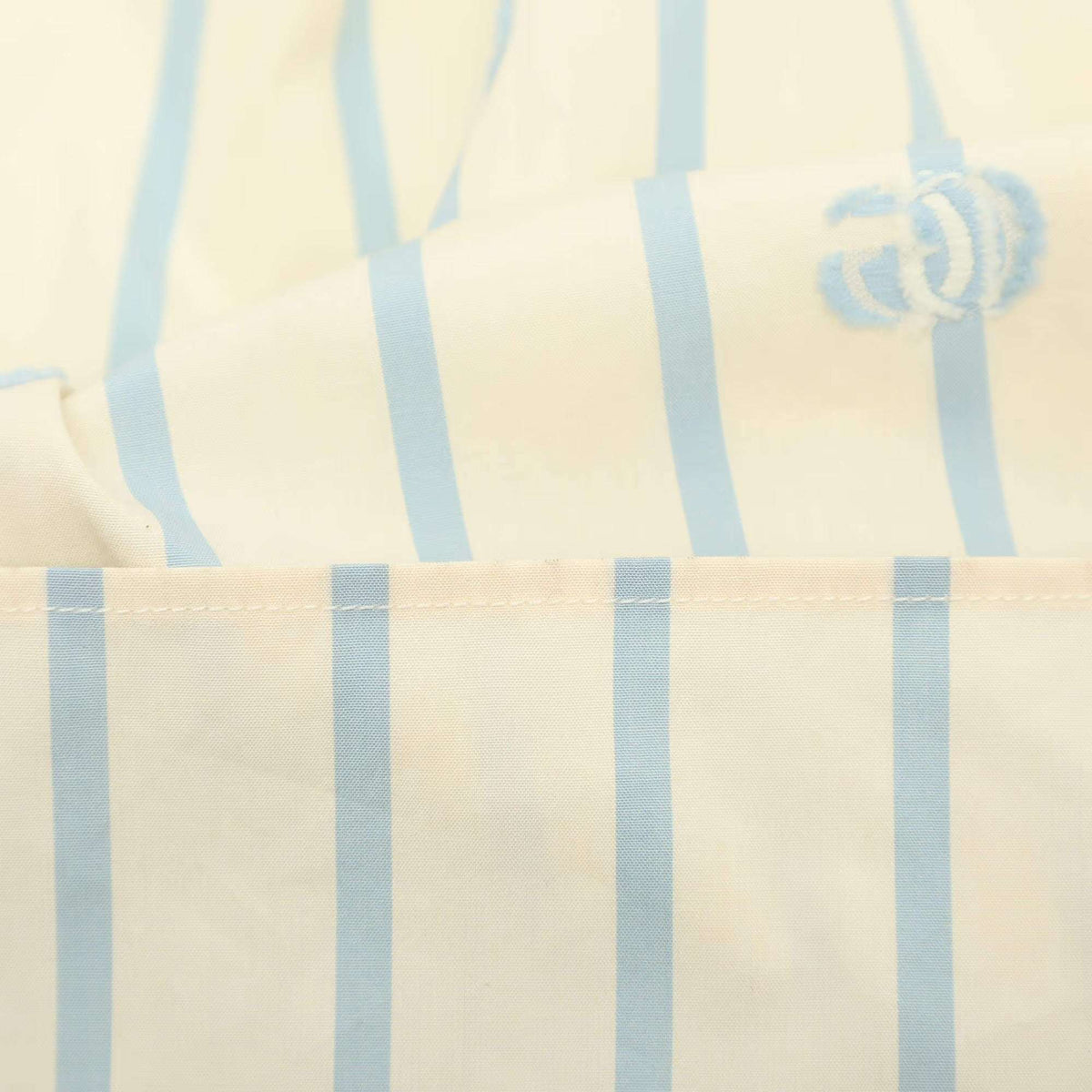 Gucci Light Beige Blue Stripe Poplin Short Sleeve Shirt XXL