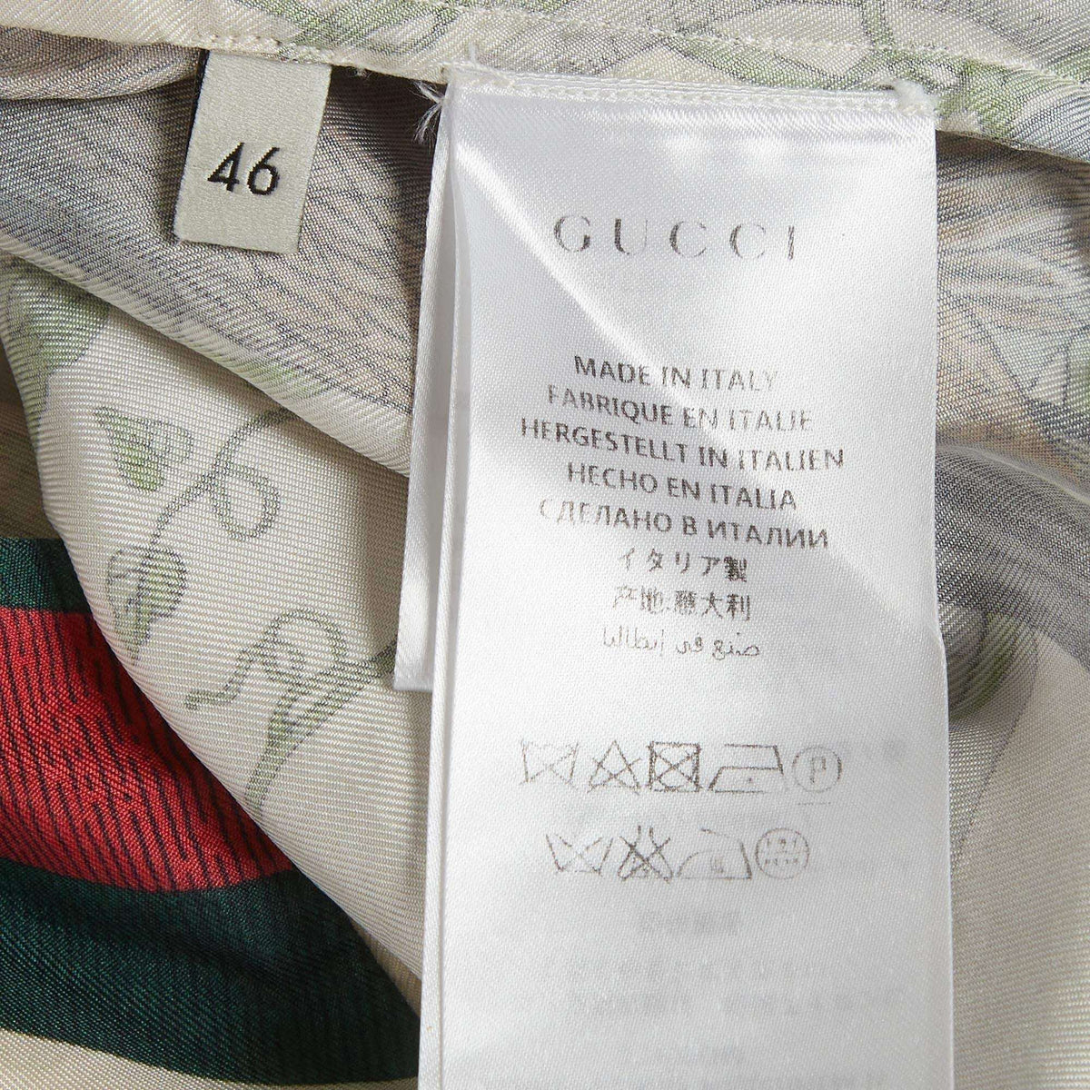 Gucci Cream Birds of Prey Print Silk Bowling Shirt S