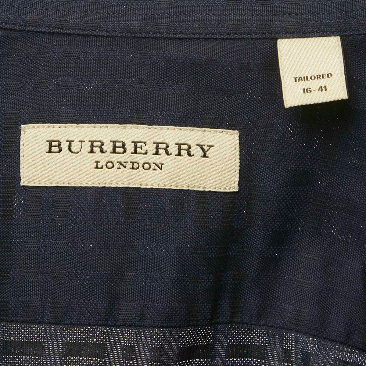 Burberry Navy Blue Checks Cotton Tailored Shirt L