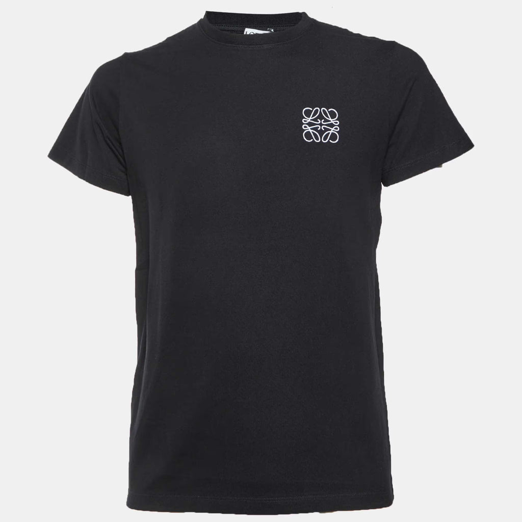 Loewe Black Anagram Embroidery Cotton Crew Neck T-Shirt S