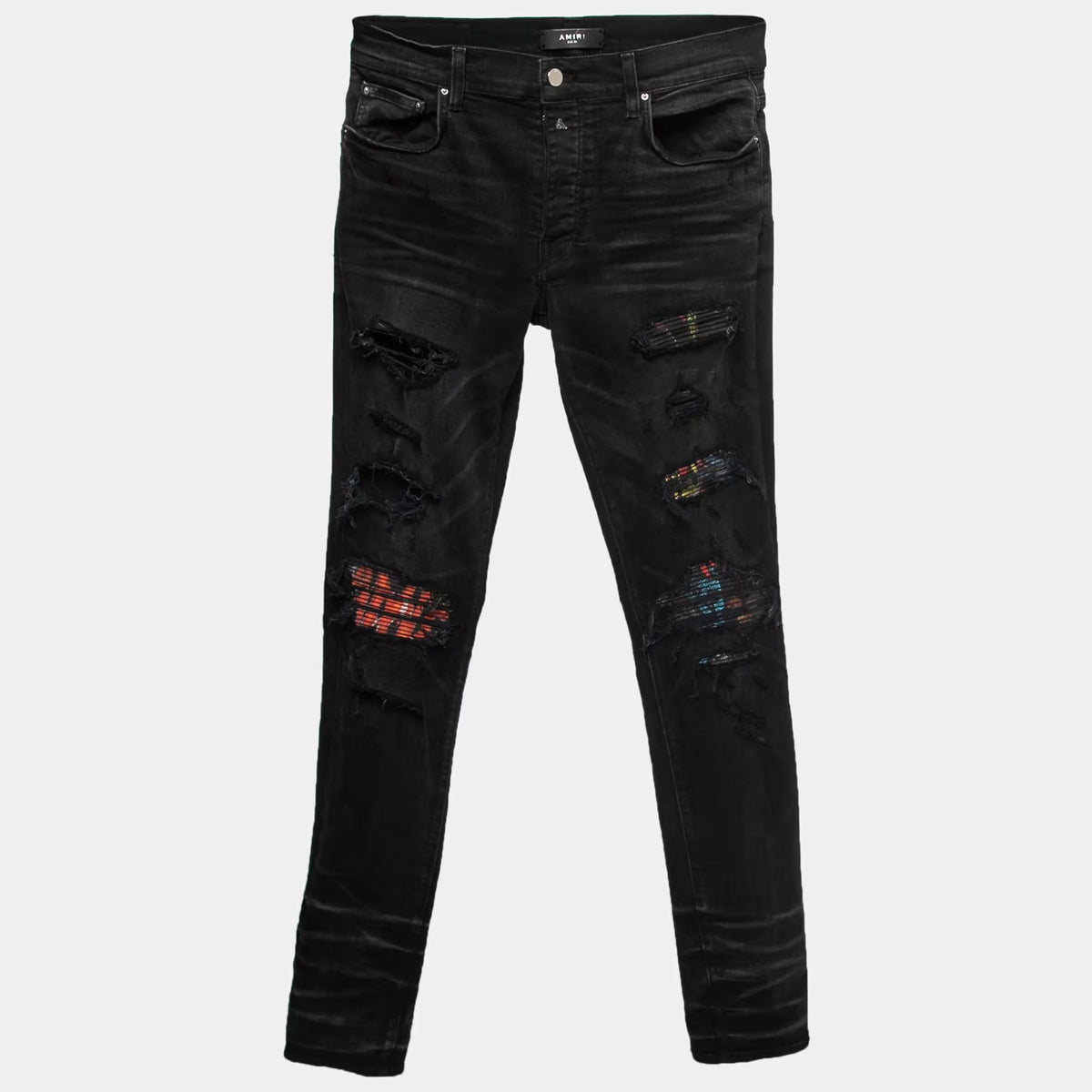 Amiri Black Distressed Denim Panelled Skinny Jeans M Waist 32"