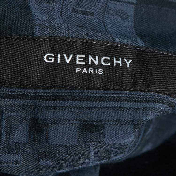 Givenchy Dark Blue Printed Cotton Button Front Shirt XL