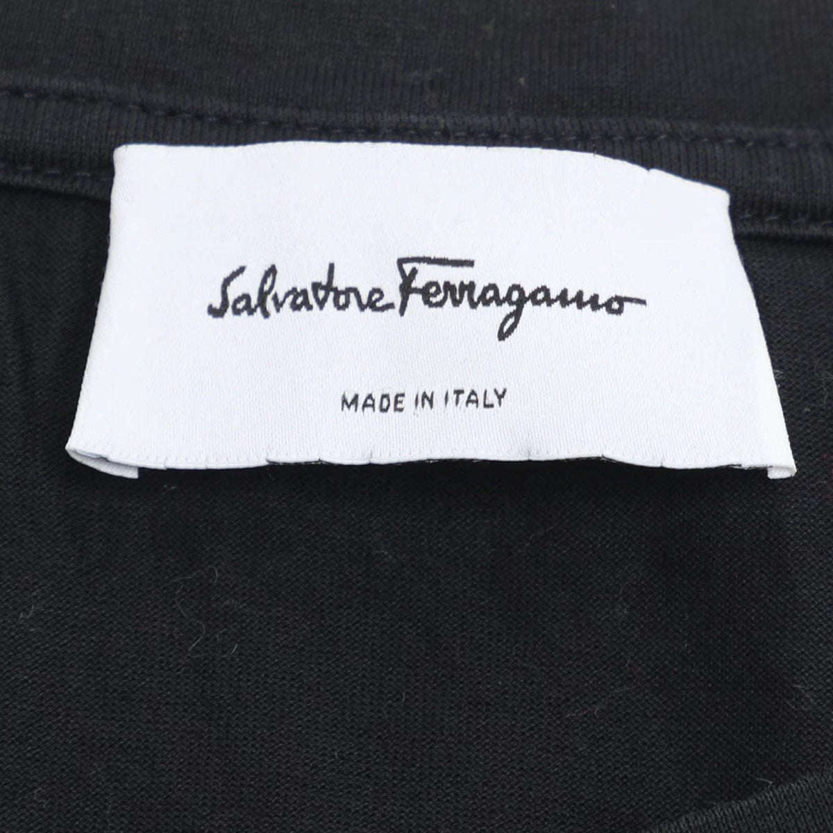 Salvatore Ferragamo Black/Blue Logo Embroidered T-Shirt L