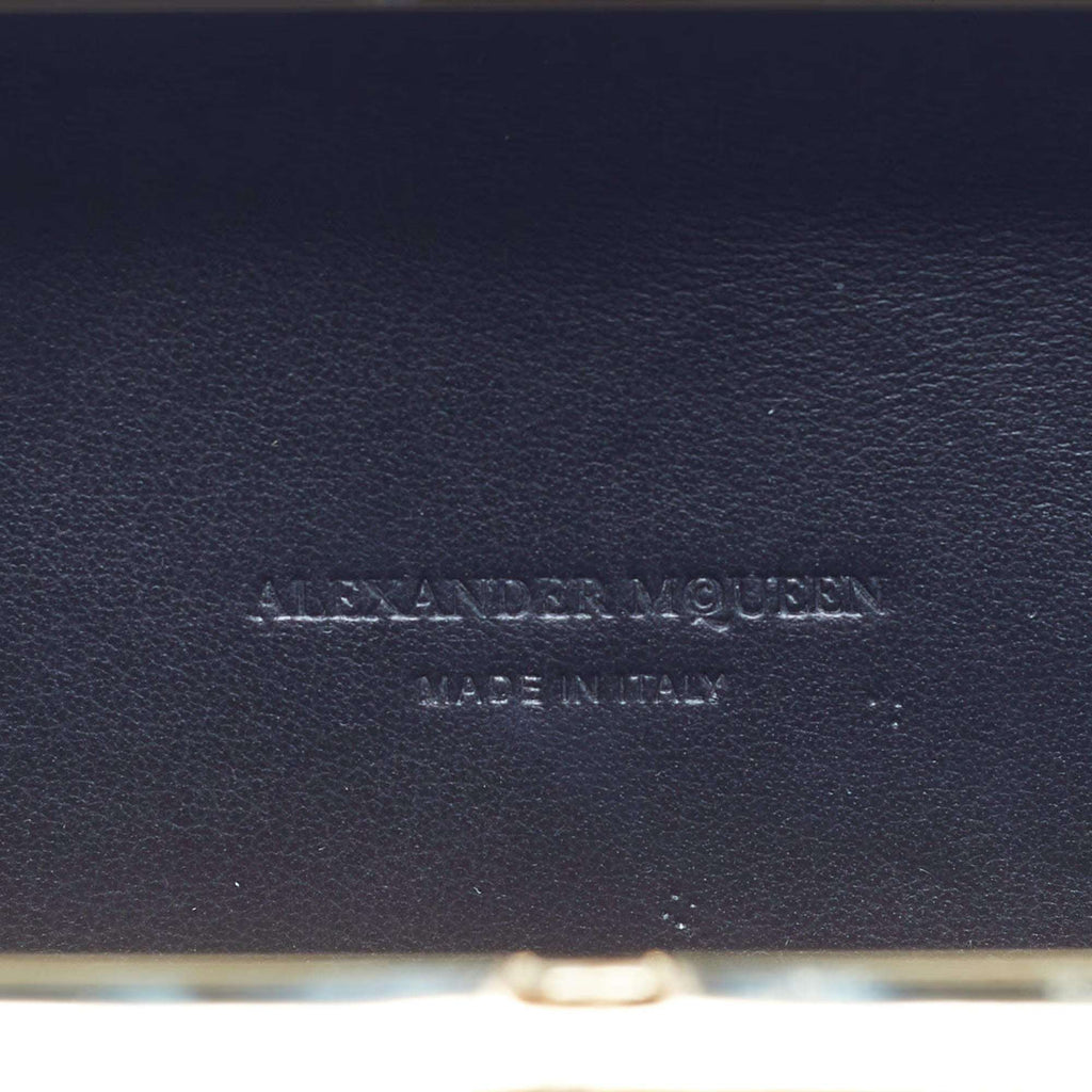 Alexander McQueen Skull Crystal Gold Sequin Box Clutch
