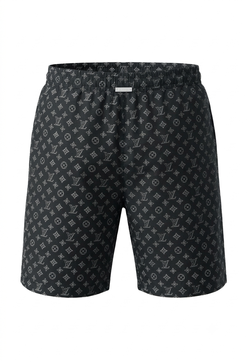 Louis Vuitton All-Over Monogram Printed Swim Shorts - Black Pre-Owned