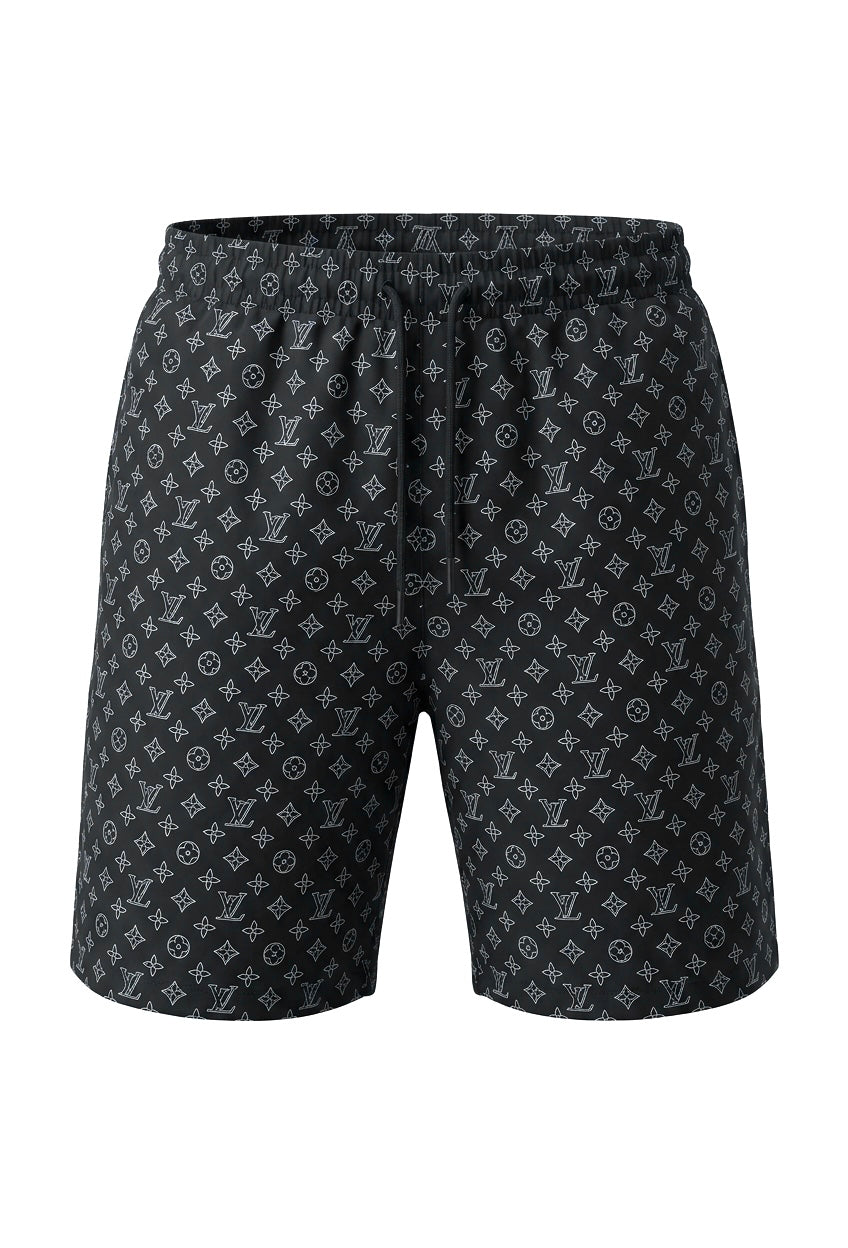 Louis Vuitton All-Over Monogram Printed Swim Shorts - Black Pre-Owned