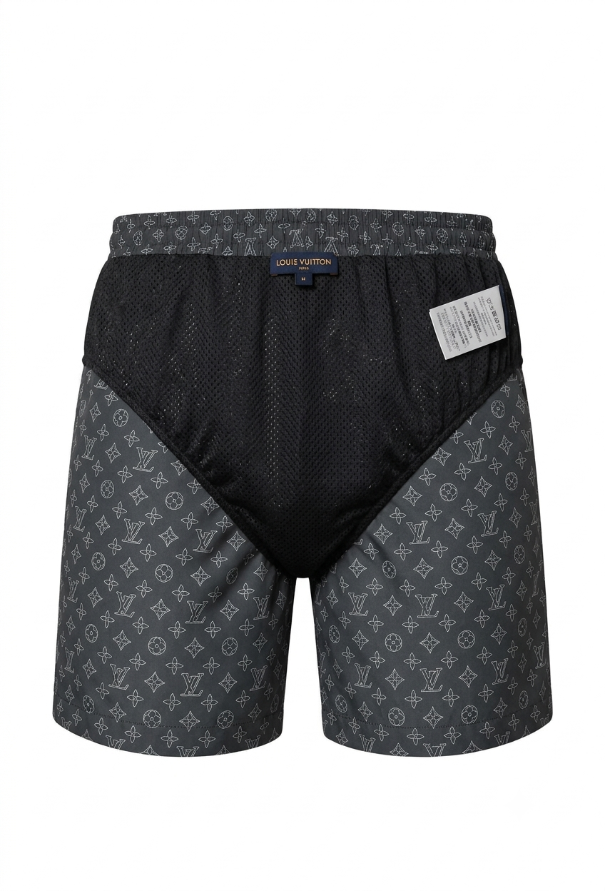 Louis Vuitton All-Over Monogram Printed Swim Shorts - Black Pre-Owned