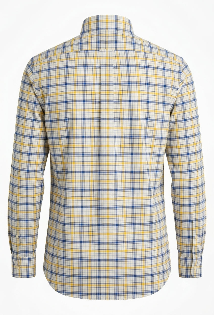 Brooks Brothers Non-Iron Supima Cotton Plaid Button-Down Shirt - Yellow / Blue Pre-Owned