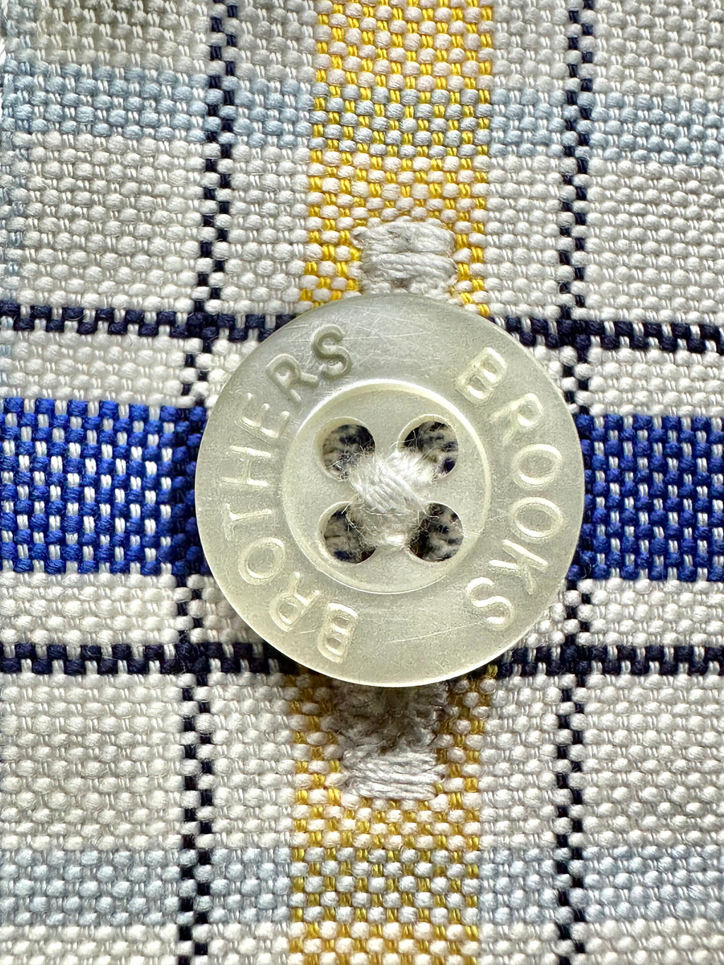 Brooks Brothers Non-Iron Supima Cotton Plaid Button-Down Shirt - Yellow / Blue Pre-Owned