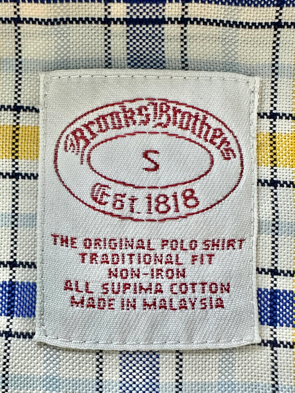 Brooks Brothers Non-Iron Supima Cotton Plaid Button-Down Shirt - Yellow / Blue Pre-Owned