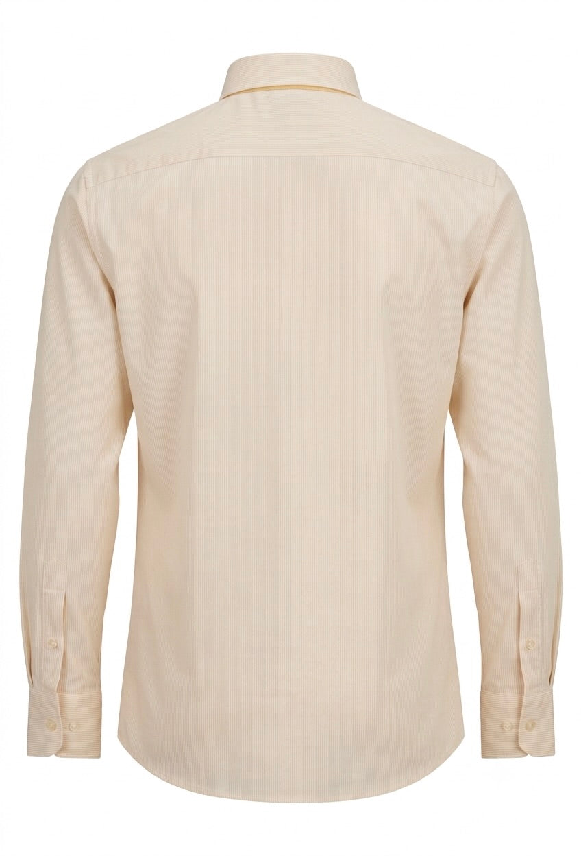 Givenchy 4G Embroidered Striped Cotton Button-Down Dress Shirt - Pale Yellow / Cream Pre-Owned