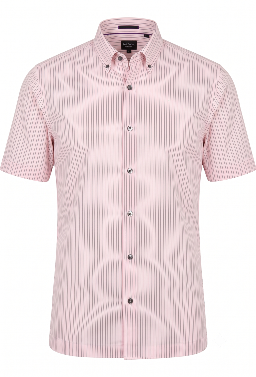 Paul Smith London Striped Short-Sleeve Cotton Shirt - Light Pink / Burgundy (Made in Italy) Pre-Owned
