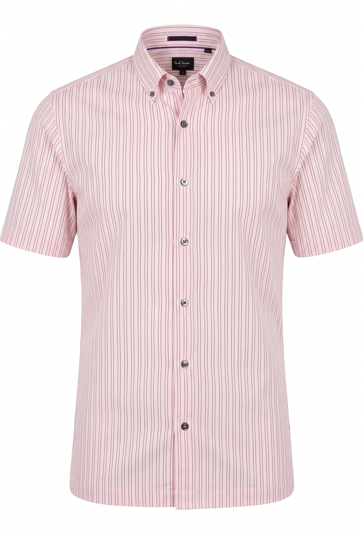 Paul Smith London Striped Short-Sleeve Cotton Shirt - Light Pink / Burgundy (Made in Italy) Pre-Owned