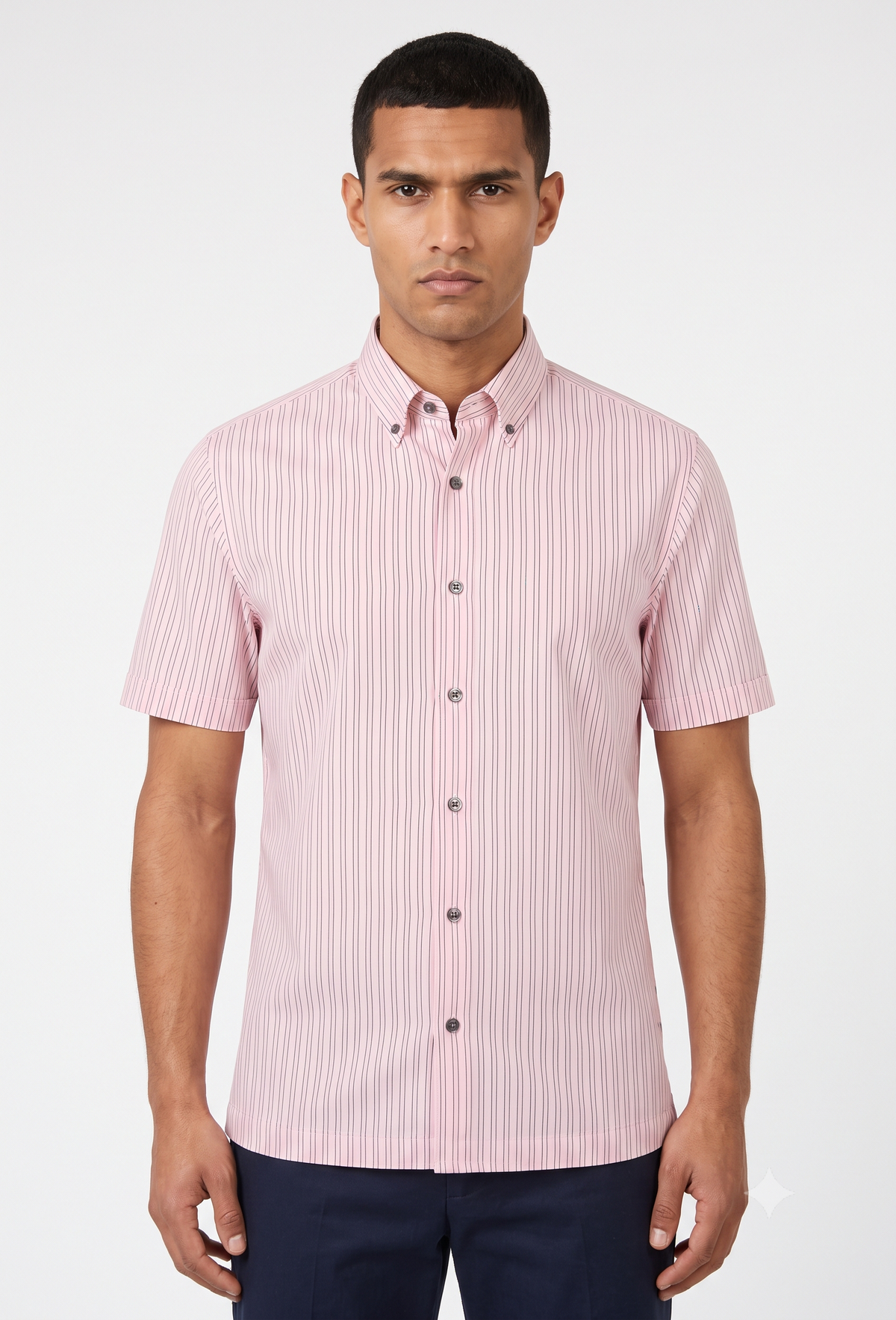 Paul Smith London Striped Short-Sleeve Cotton Shirt - Light Pink / Burgundy (Made in Italy) Pre-Owned