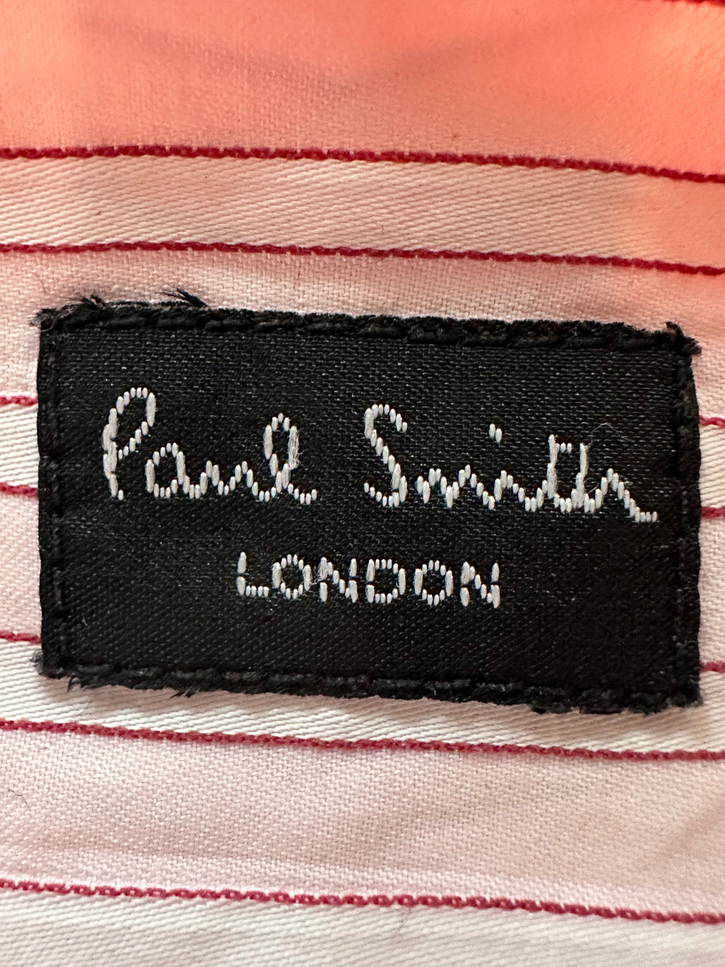 Paul Smith London Striped Short-Sleeve Cotton Shirt - Light Pink / Burgundy (Made in Italy) Pre-Owned