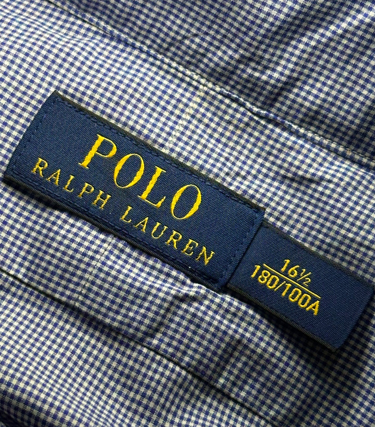 Polo Ralph Lauren Gingham Micro-Check Cotton Dress Shirt - Blue / White Pre-Owned