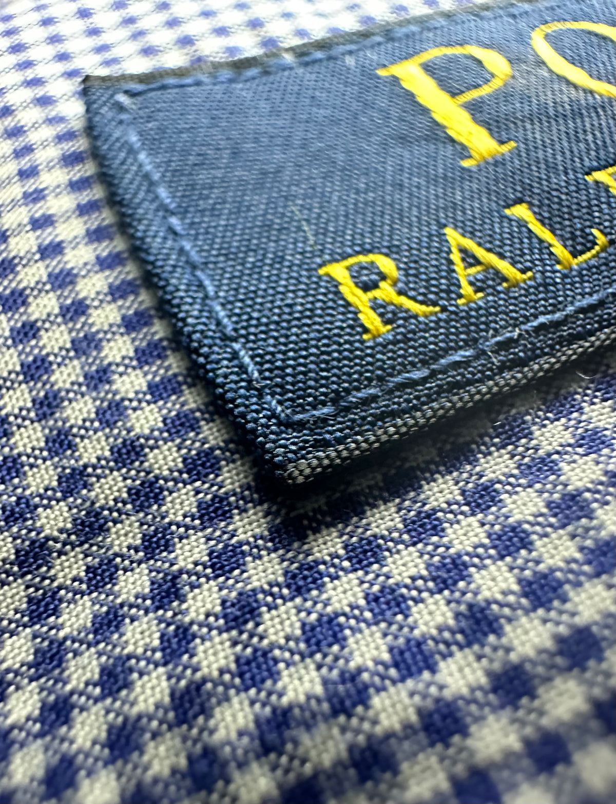 Polo Ralph Lauren Gingham Micro-Check Cotton Dress Shirt - Blue / White Pre-Owned
