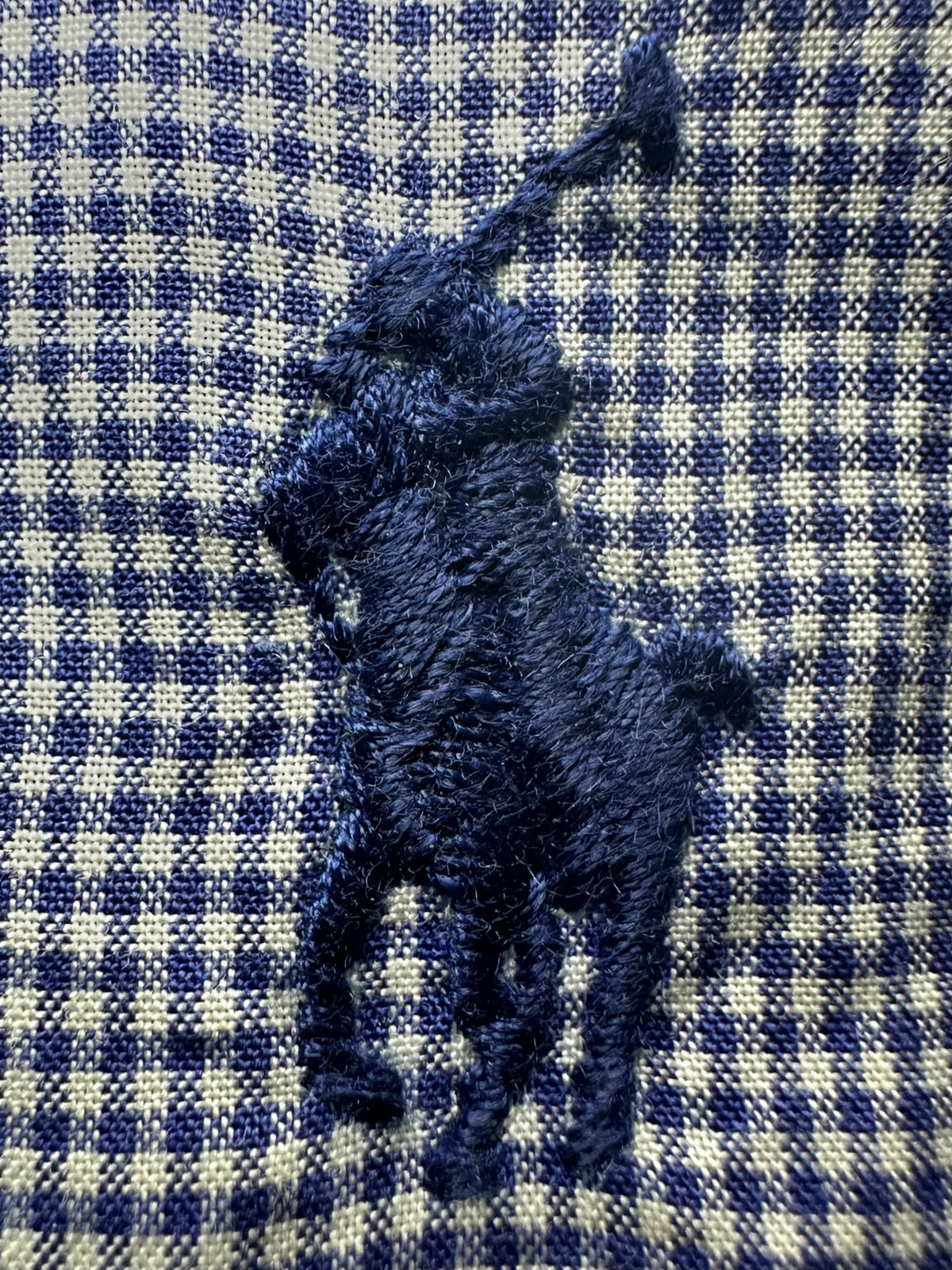 Polo Ralph Lauren Gingham Micro-Check Cotton Dress Shirt - Blue / White Pre-Owned