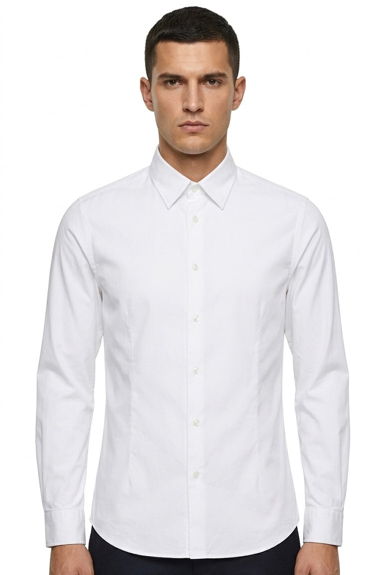 Diesel Slim Fit Cotton Long-Sleeve Shirt - Crisp White Pre-Owned